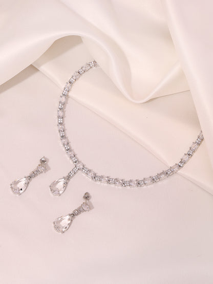 Crystal Drop & White Cubic Zirconia Minimal Jewellery Set