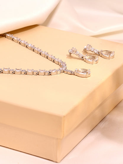 Crystal Drop & White Cubic Zirconia Minimal Jewellery Set