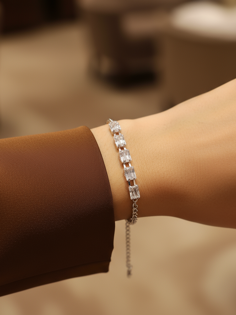 Emerald-Cut American Diamond Bracelet