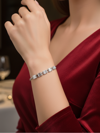 Emerald-Cut American Diamond Bracelet