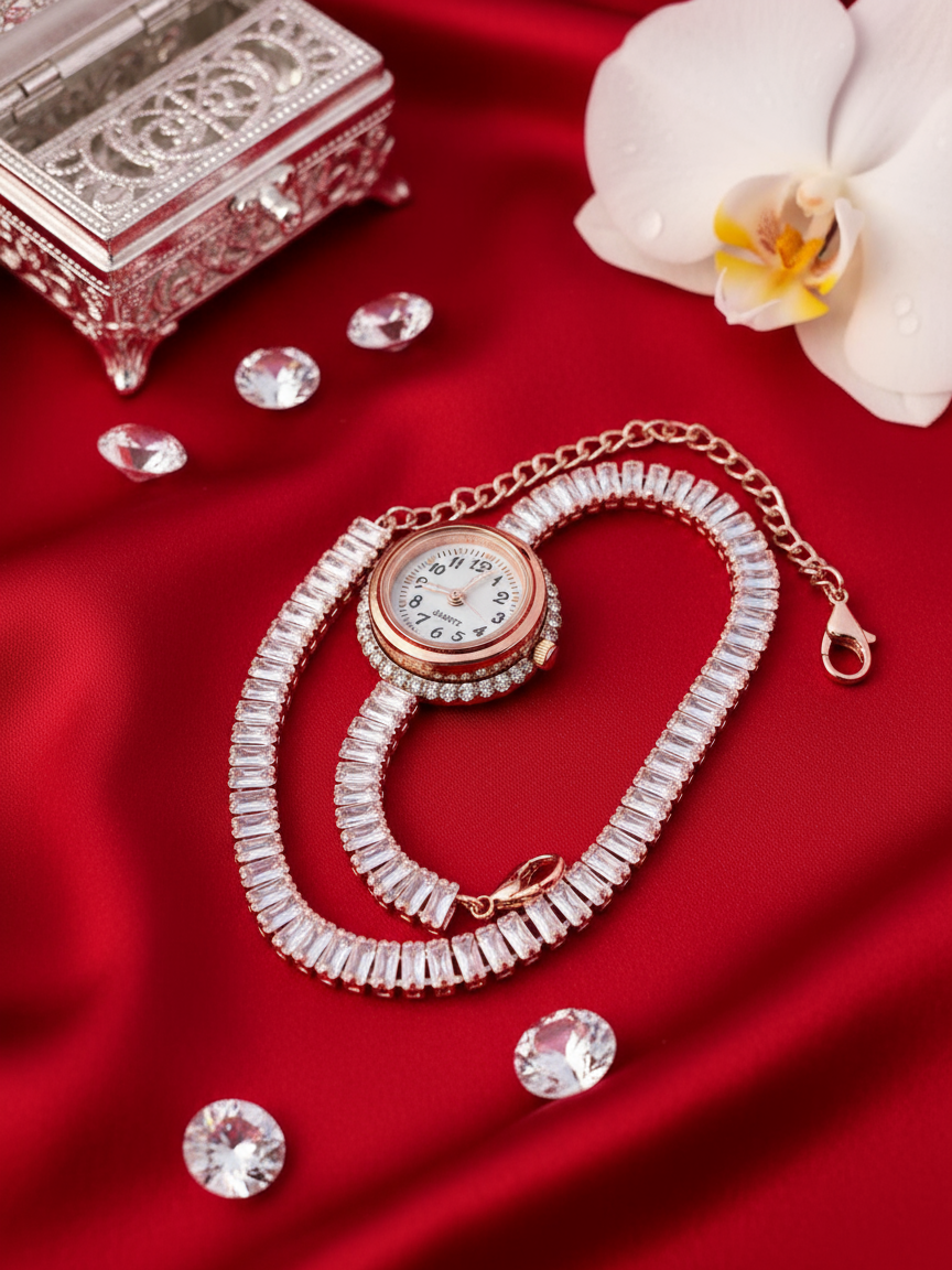 Rose Gold Baguette Watch Bracelet