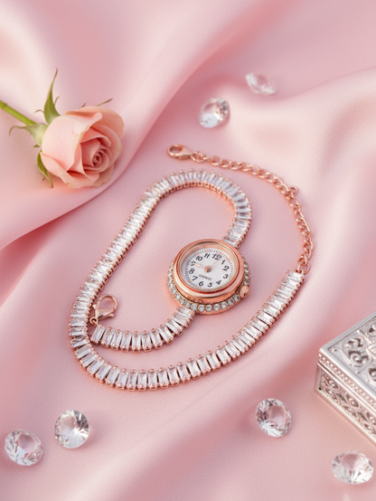 Rose Gold Baguette Watch Bracelet