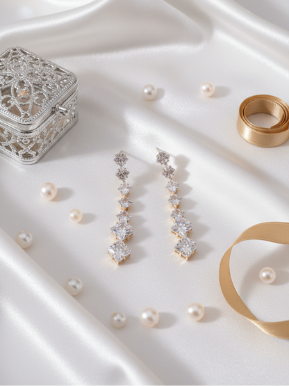 Princess Cut Drop Earrings