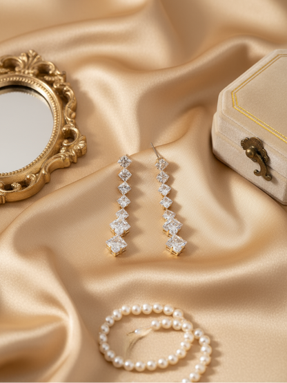 Princess Cut Drop Earrings