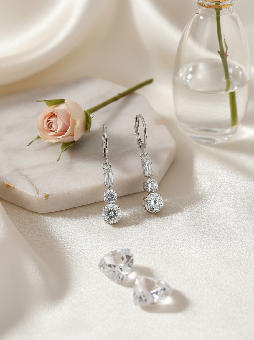 Crystal Huggie Drop Earrings