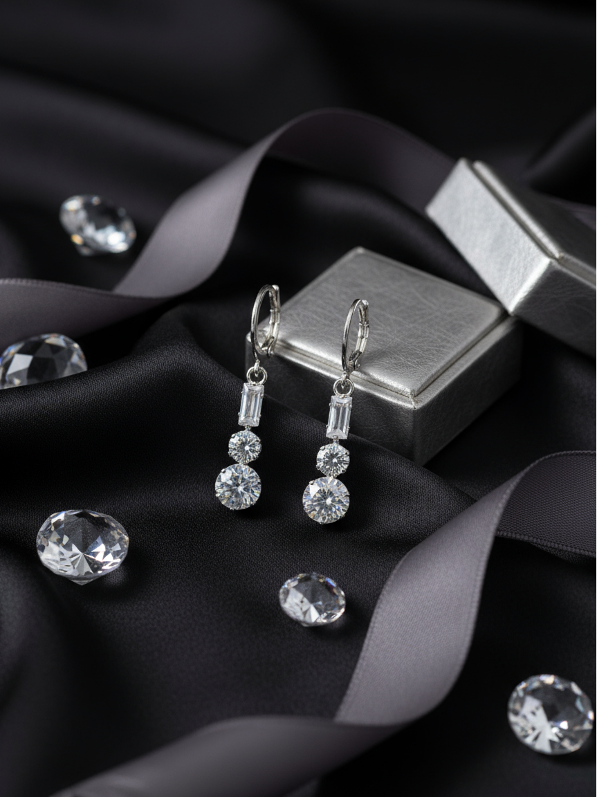 Crystal Huggie Drop Earrings