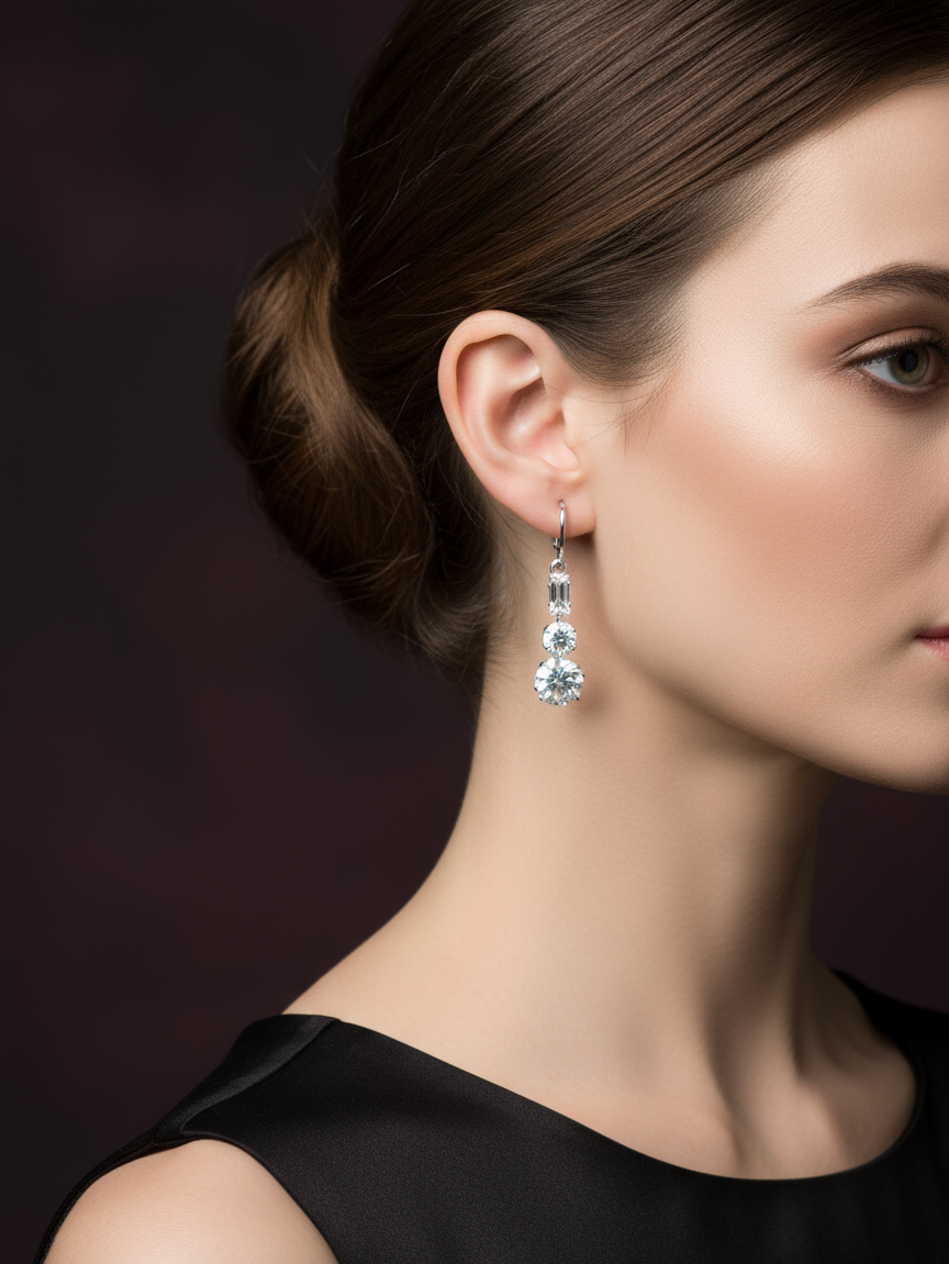 Crystal Huggie Drop Earrings