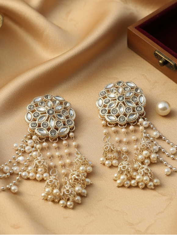Crystal Bloom Bahubali Earrings