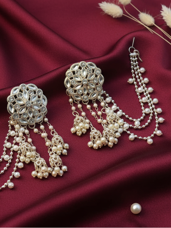 Crystal Bloom Bahubali Earrings