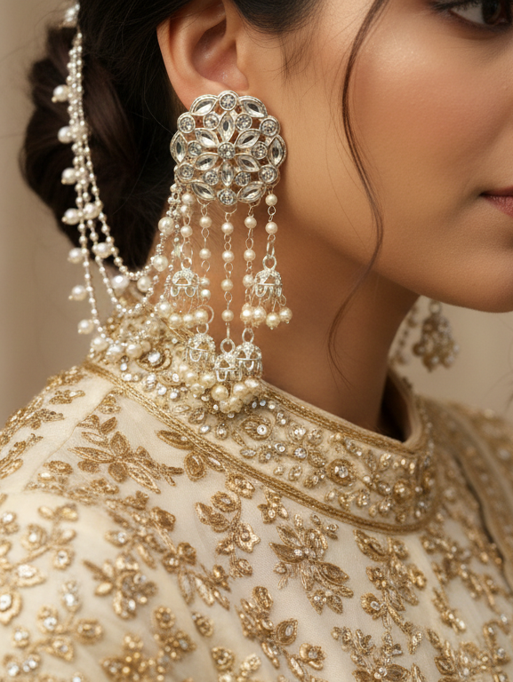 Crystal Bloom Bahubali Earrings