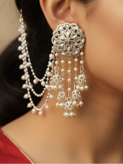 Crystal Bloom Bahubali Earrings
