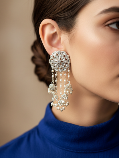 Crystal Bloom Bahubali Earrings