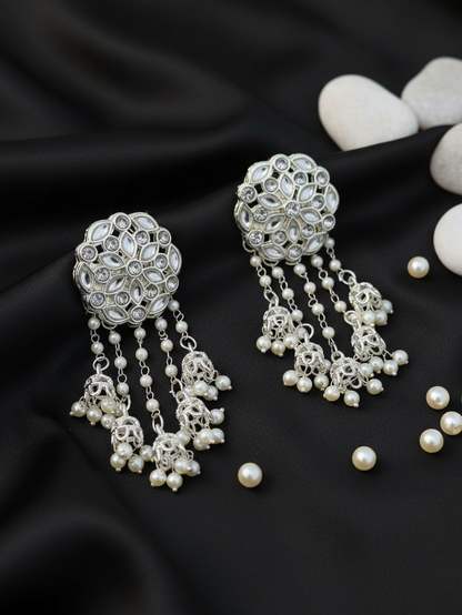 Crystal Bloom Bahubali Earrings