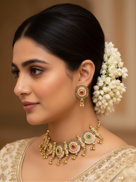 Royal Chakra Choker Necklace & Earrings Set