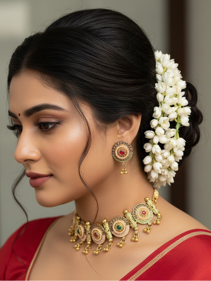 Royal Chakra Choker Necklace & Earrings Set
