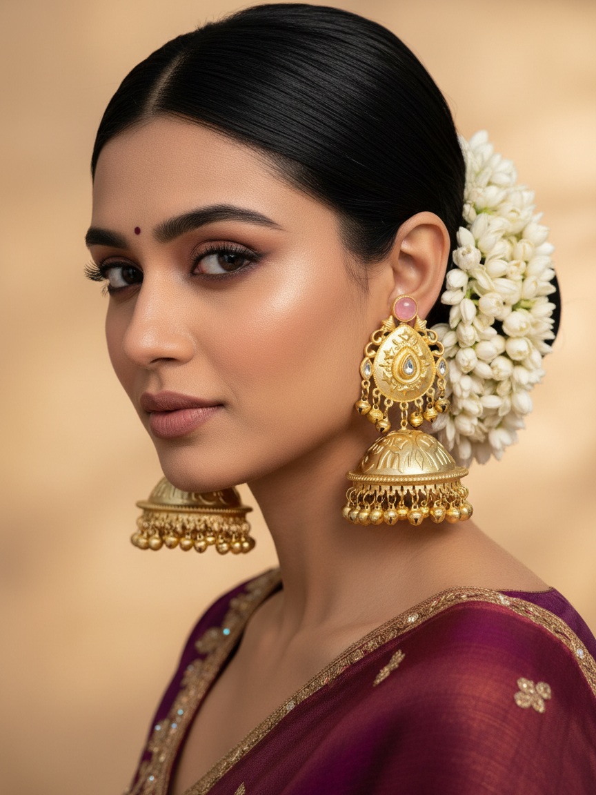 Paisley Temple Jhumka Earrings