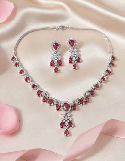 Ruby Garland Necklace & Earrings Set