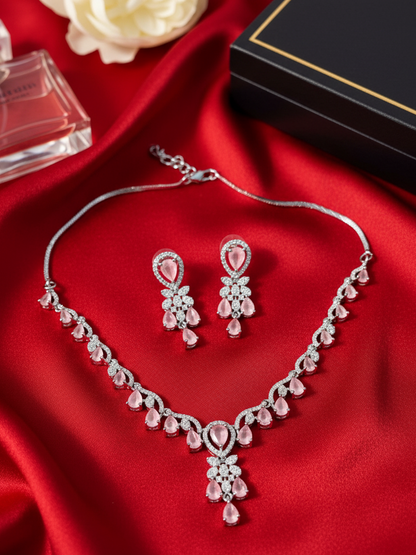Rose Blush Necklace & Earrings Set