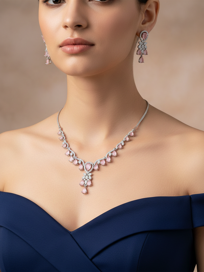 Rose Blush Necklace & Earrings Set