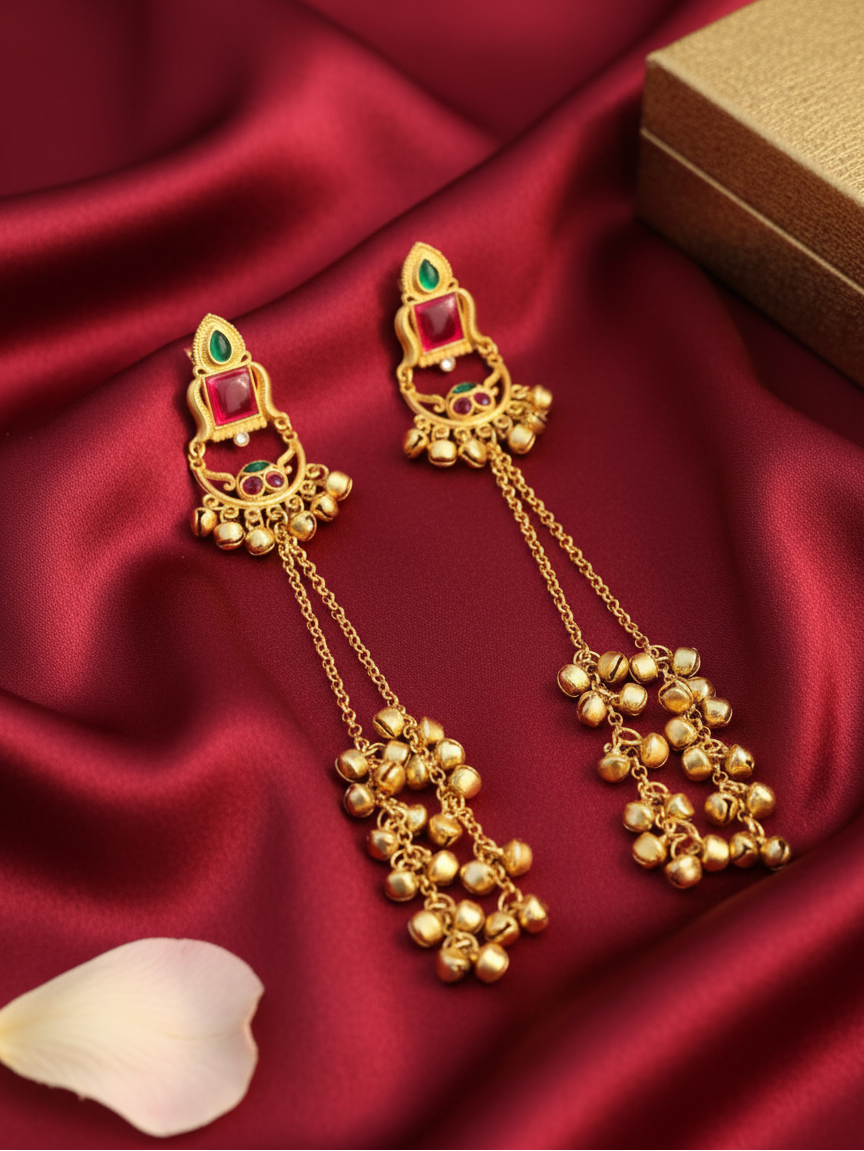 Temple Ghungroo Cascade Earrings