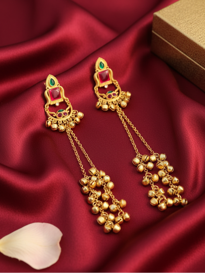 Temple Ghungroo Cascade Earrings