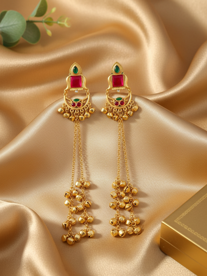 Temple Ghungroo Cascade Earrings
