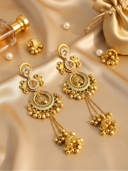 Peacock Chandbali Jhumka Earrings