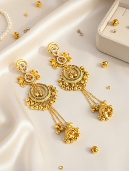 Peacock Chandbali Jhumka Earrings