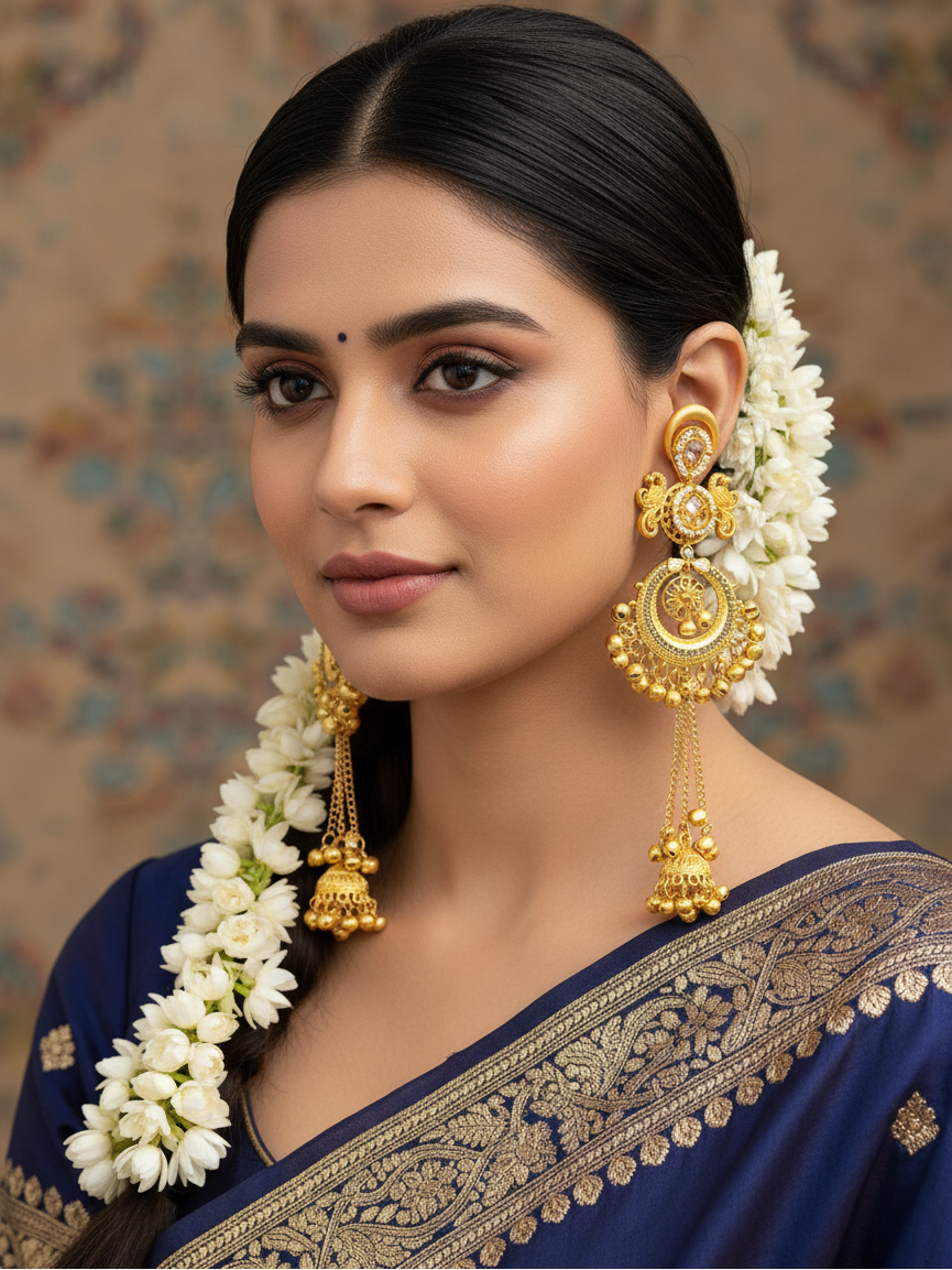 Peacock Chandbali Jhumka Earrings