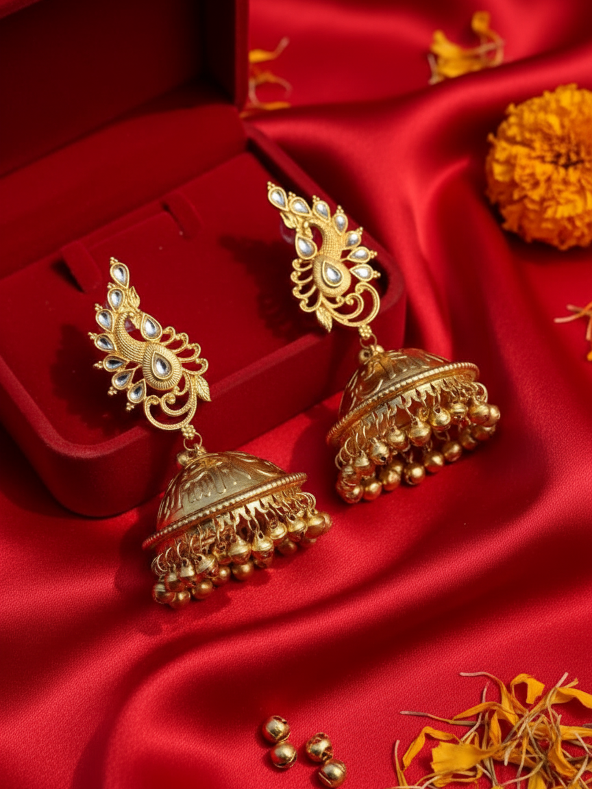 Mayura Royale Kundan Jhumka Earrings