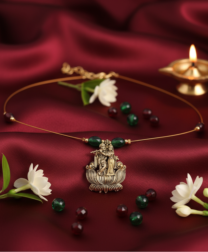 Radha Krishna Pendant Minimalist Necklace