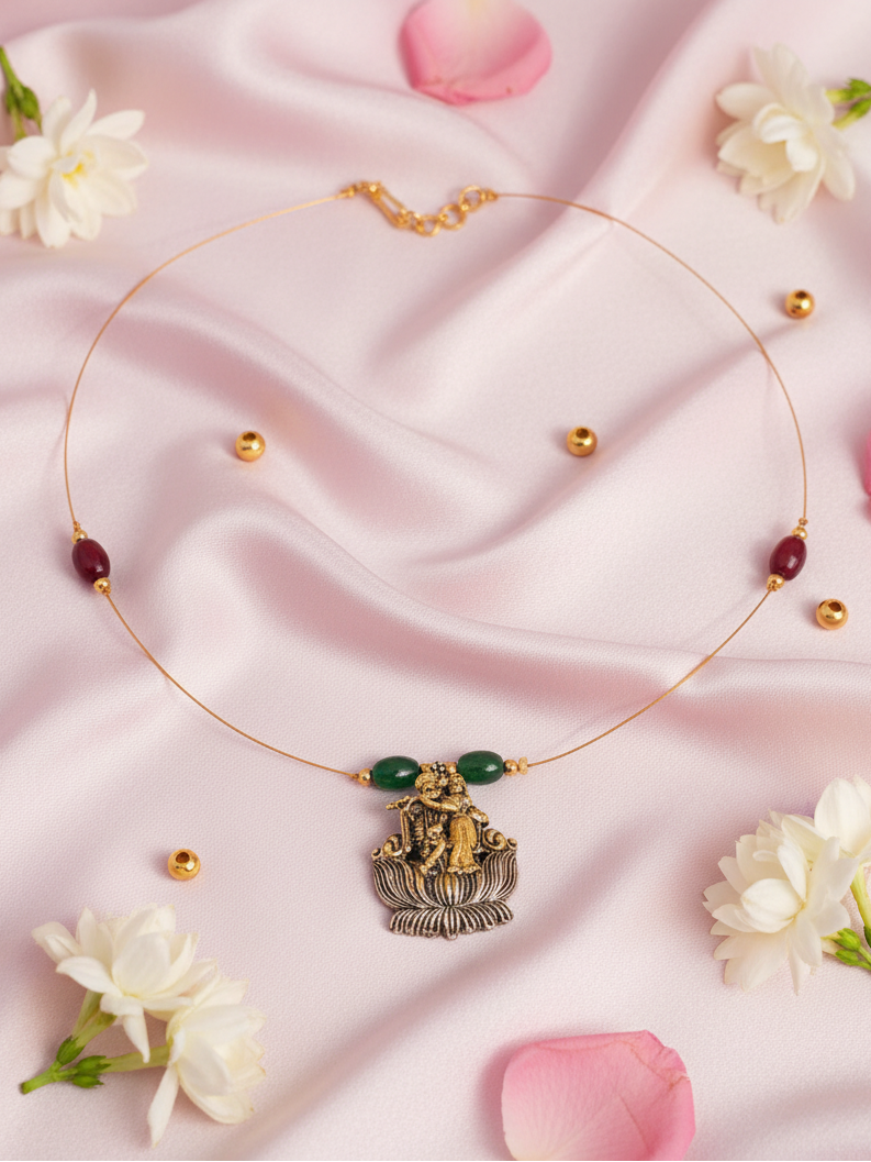 Radha Krishna Pendant Minimalist Necklace