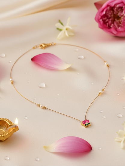 Lotus Pearl Minimalist Necklace