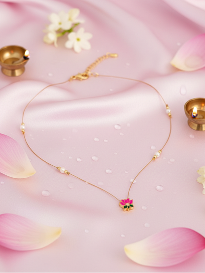 Lotus Pearl Minimalist Necklace