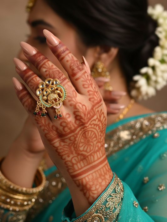 Majestic Peacock Plume Elephant Statement Ring