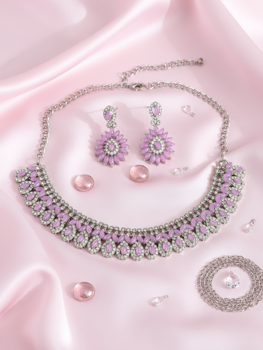 Lavender Luxe Crystal Collar Necklace & Earrings Set