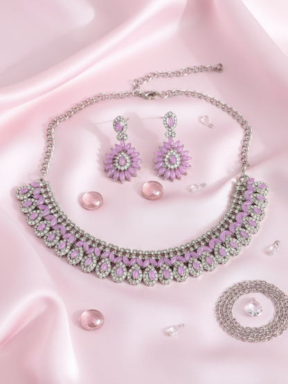 Lavender Luxe Crystal Collar Necklace & Earrings Set