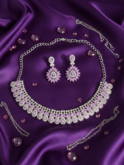 Lavender Luxe Crystal Collar Necklace & Earrings Set