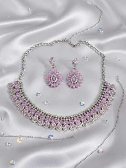Lavender Luxe Crystal Collar Necklace & Earrings Set