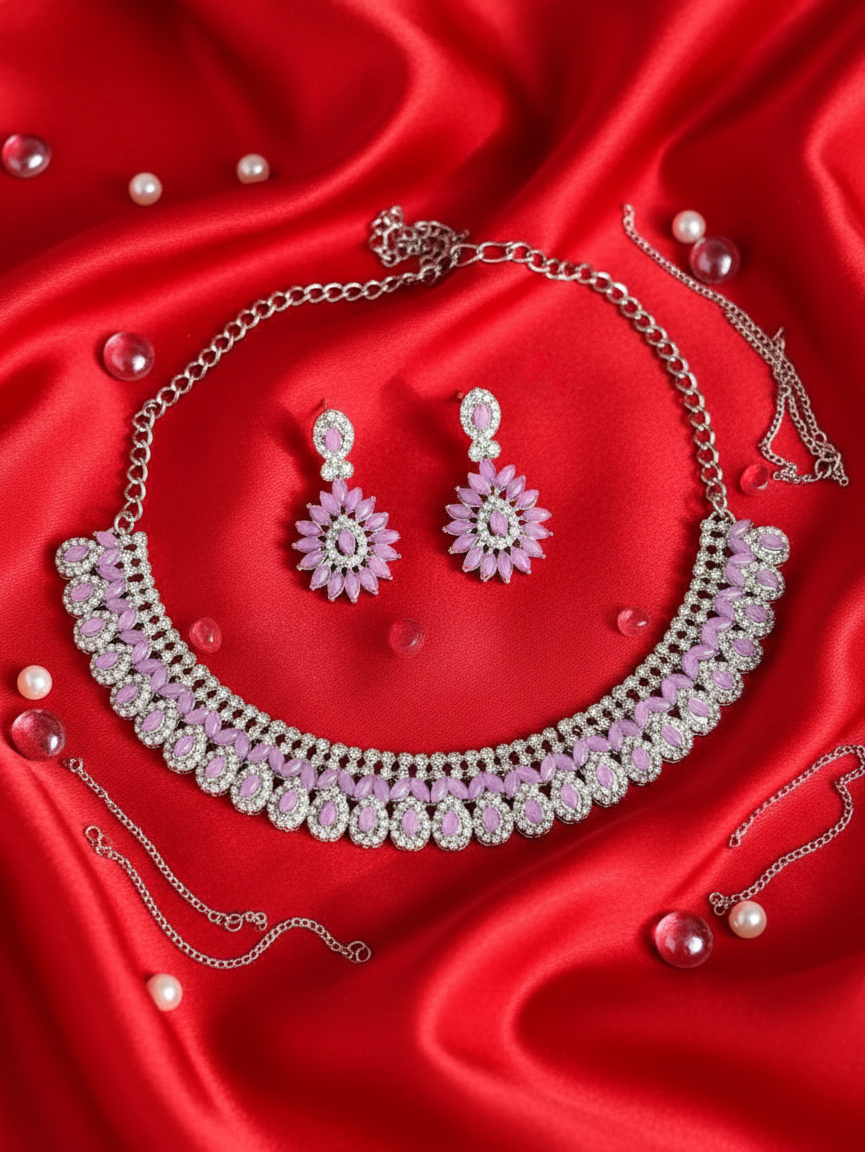 Lavender Luxe Crystal Collar Necklace & Earrings Set