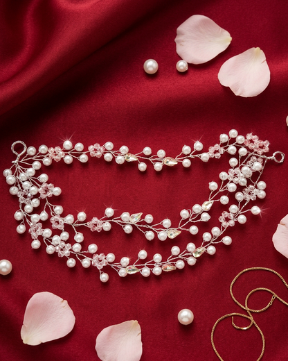 Pearl Vine Hair Chain with Crystal Accents