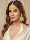 Sunshine Kundan Earrings & Maang Tikka Set with Yellow Bead Fringe