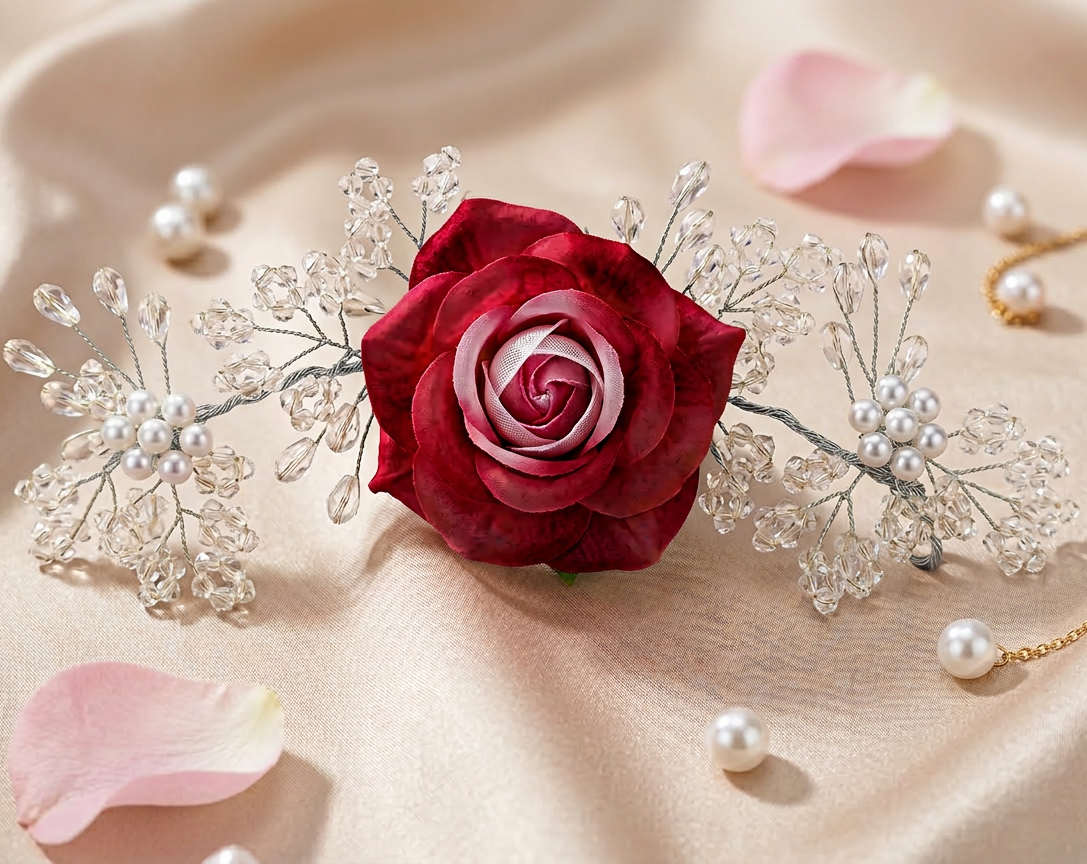 Scarlet Bloom Pearl Hair Accessory