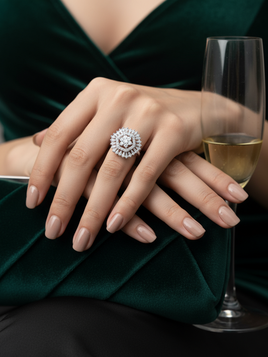 Triple Halo Statement Ring