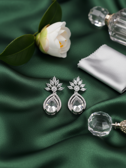 Crystal Floral Teardrop Earrings