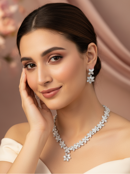 Crystal Blossom Elegance Necklace Set