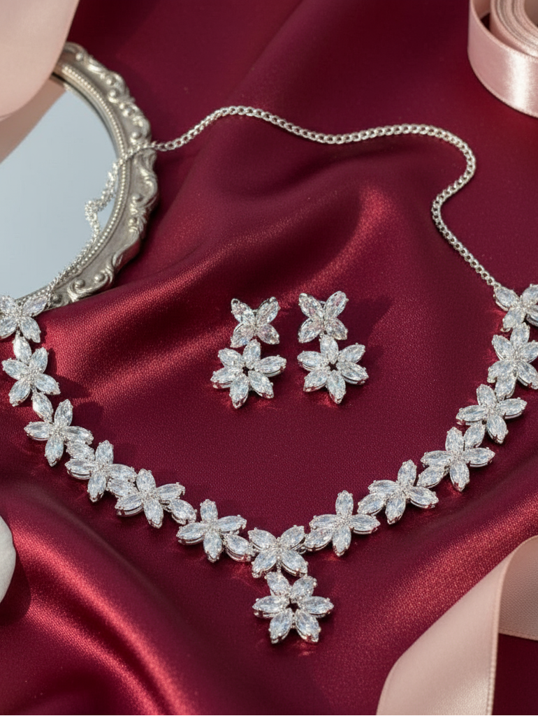 Crystal Blossom Elegance Necklace Set