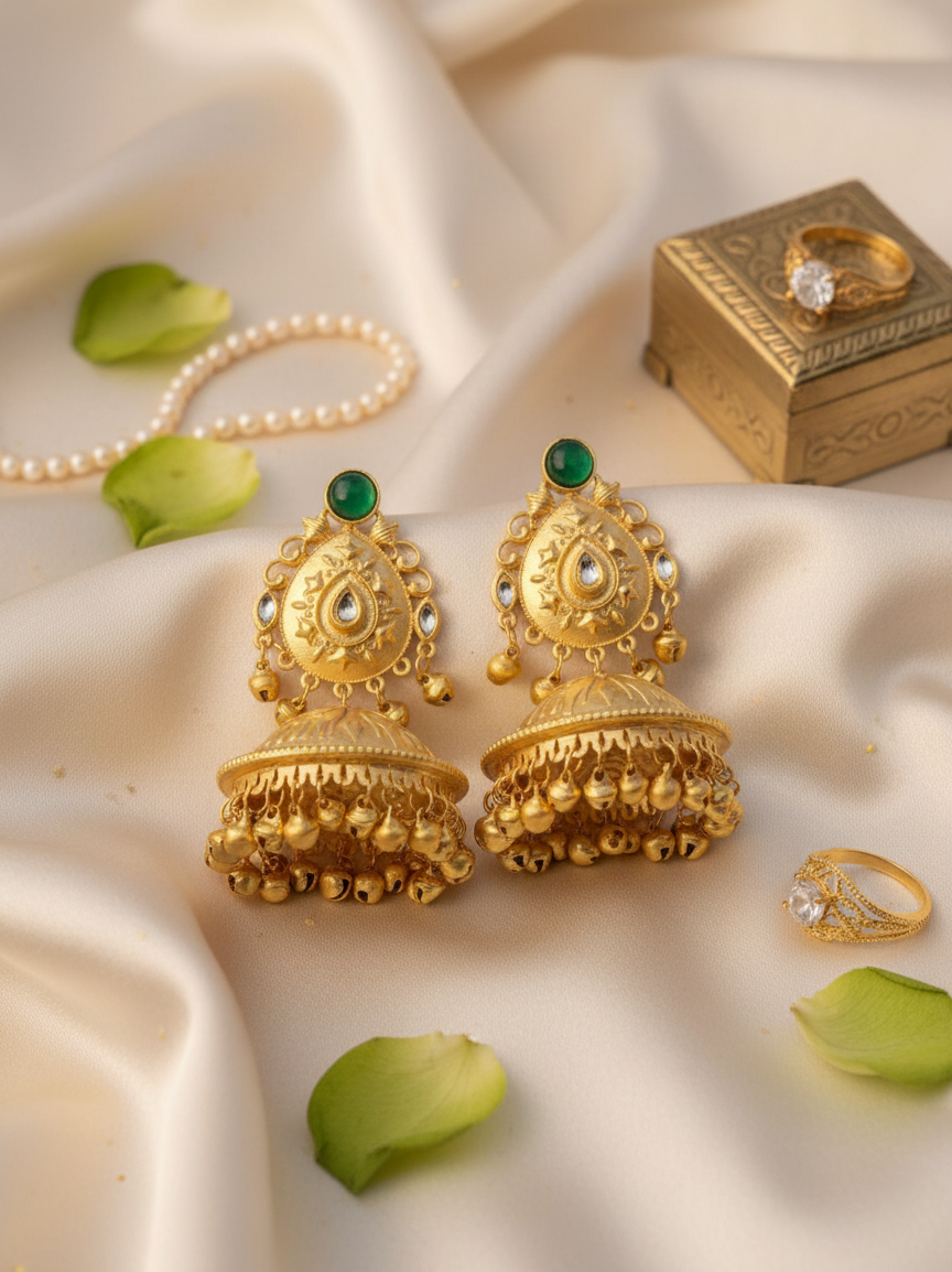 Royal Peacock Temple Jhumka Earrings