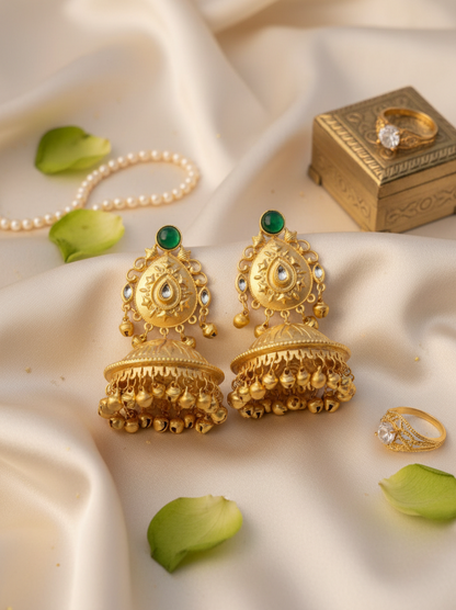 Royal Peacock Temple Jhumka Earrings