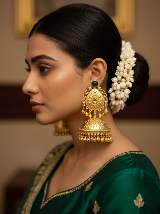 Royal Peacock Temple Jhumka Earrings